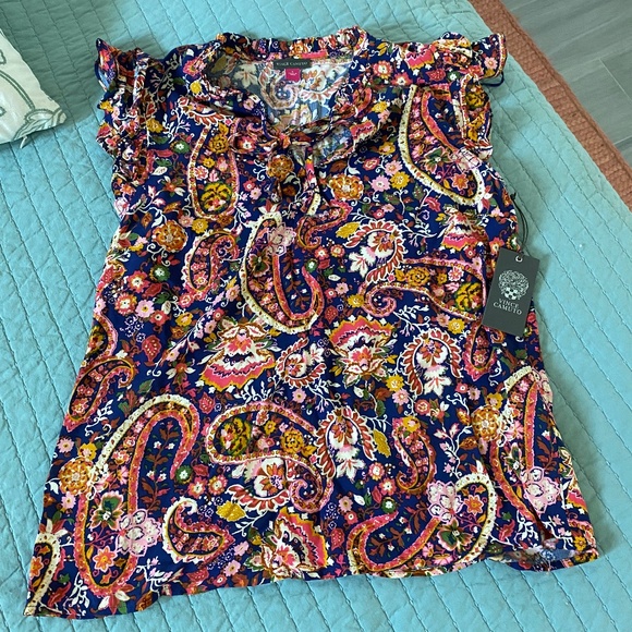 NWT Vince Camuto Ruffle Sleeve Top Sz S - Picture 4 of 12